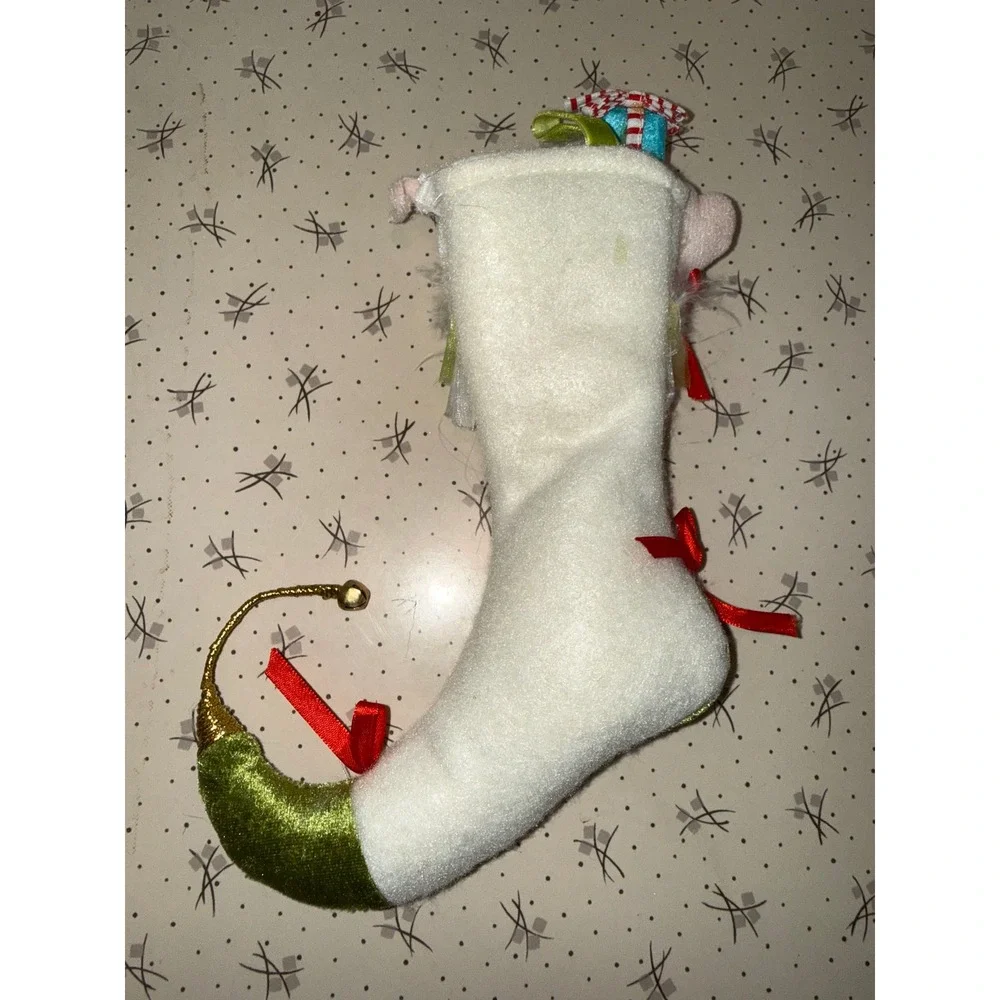 Patience Brewster‎ Christmas Stocking  Plush Pig Rhinestones Green Velvet